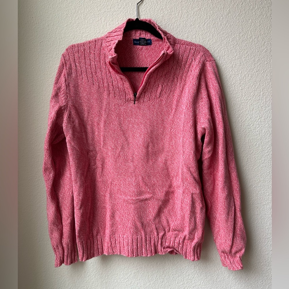 Karen Scott Heathered Pink Sweater Quarter-Zip - Size XL